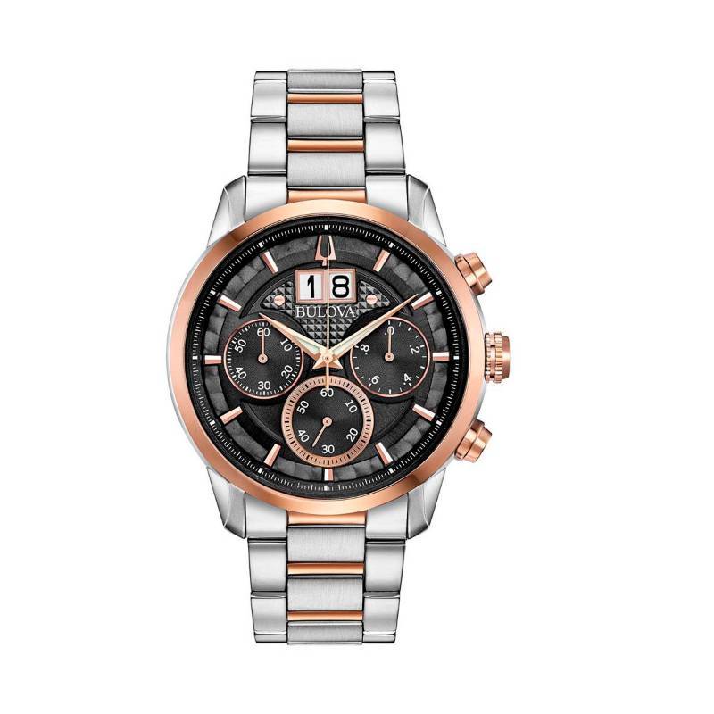 NEW Bulova Mens Classic Sutton Rose Goldtone and Stainless Steel Chronograph Watch