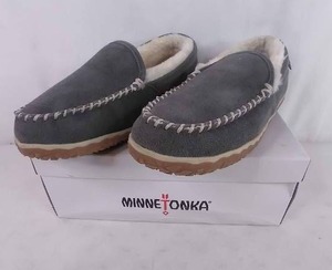 Minnetonka Womens Tempe Suede Indoor and Outdoor Slippers, 11M, Dark Grey