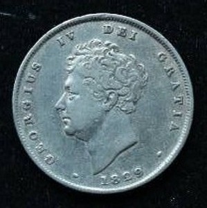 1829 British 1 Shilling Silver Coin