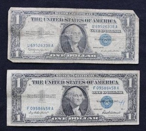 (2) 1957 Series Silver Certificate $1 Notes