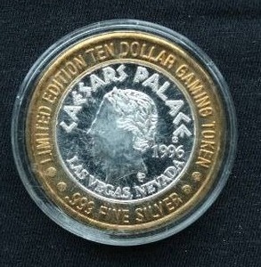 1996 Caesars Palace Silver Strike Gaming Token