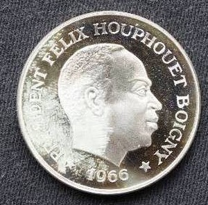 1966 Ivory Coast Proof 10 Francs Silver Coin