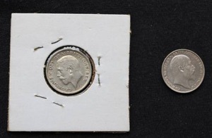 (2) George V Silver British 6 Pence Coins