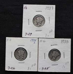 (3) Mercury Dimes
