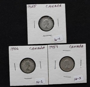 (3) Canadian Silver Dimes