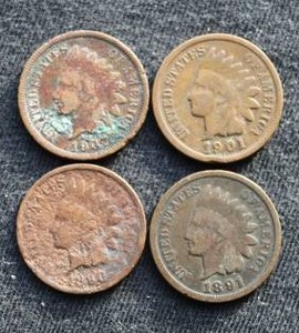 (4) Indian Head Pennies