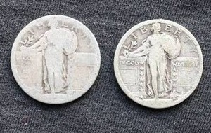 (2) Standing Liberty Quarters