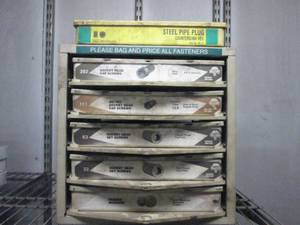 lot 204 image: Parts Drawers & Rack With New Assorted Socket Head Screws, Pipe Plugs