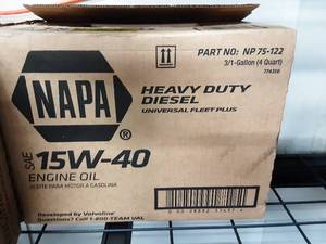 lot 124 image: New Case of Napa 1 Gallon Jugs (15w-40) Heavy Duty Diesel Oil