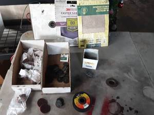 lot 244 image: New assortment of sanding and grinding discs, pads, emery cloth