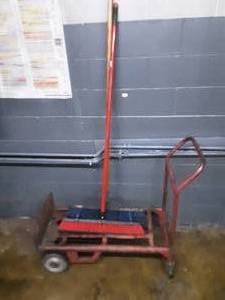 lot 330 image: Moving dolly and 2 push brooms