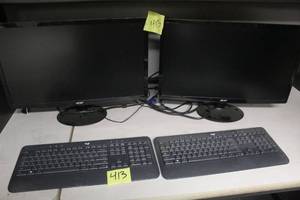 lot 413 image: 2- 24 Acer LED Monitors and 2 Keyboards
