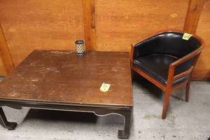 lot 439 image: Coffee Table and Side Chair with Wax Burner