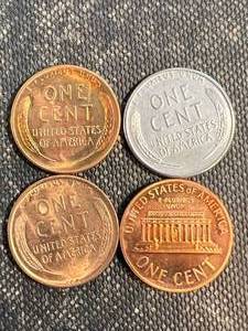lot 12A image: 4 UNC-PROOF US LINCOLN CENTS 09-VDB 1955-S 1943-D 1970-S