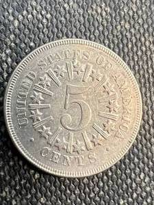 lot 20A image: 1866 W RAYS SHIELD NICKEL AU58