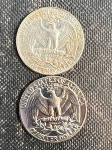 lot 39A image: 2 US PROOF WASHINGTON QUARTERS 1957 1970-S