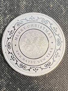 lot 22 image: 1 TROY OZ .999 FINE SILVER 2023 MERRY CHRISTMAS ROUND