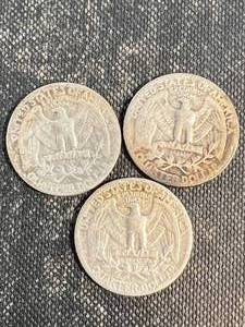 lot 24 image: 3 US WASHINGTON QUARTERS 1948P-D-S