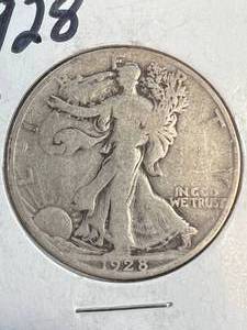 lot 25 image: 1928-S US WALKING LIBERTY HALF DOLLAR