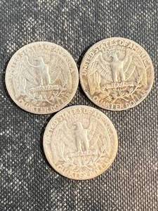 lot 34 image: 3 US WASHINGTON QUARTERS 1950P-D-S