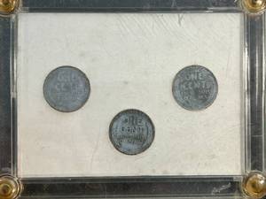 lot 57 image: 1943 US STEEL CENTS 3 COIN SET