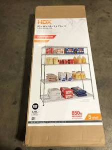 HDX 5-Tier Commercial Grade Heavy Duty Steel Wire Shelving Unit in ChromeMax (60 in. W x 72 in. H x 24 in. D)   Customer Returns See Pictures