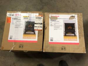 Lot of 2 StyleWell Kingham 400 sq. ft. Panoramic Infrared Electric Stove in Black with Electronic Thermostat Customer Returns See Pictures