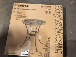 StyleWell 28 in. Coastal Glass Mosaic Outdoor Patio Bistro Table Customer Returns See Pictures