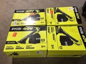 Lot of 4 RYOBI 40V Vac Attack Cordless Battery Leaf VacuumMulcher (Tool Only) Customer Returns See Pictures