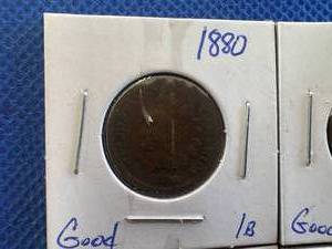 Six Indian Head Cents 1880, 1882, 1886, 1905, 1906, 1907.