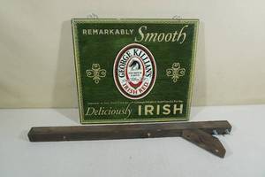 Double Sided George Killians Bar Sign with Wooden Hanging Bracket
