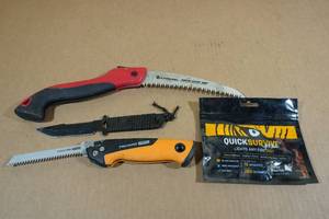 Assorted Survival Gear -Foldable Saws, Knife and Fire Starter