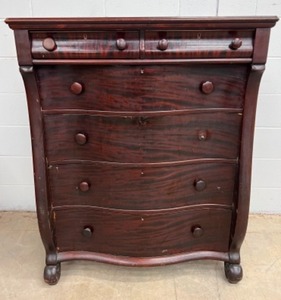 lot 39 image: Antique Tallboy Tigerwood Dresser