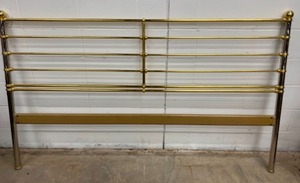 lot 41 image: Shiny BrassSilver King Headboard & Footboard wBed Frame