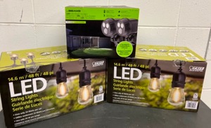 lot 98 image: 2 LED String Lights & 1 Beams Spotlight New in Box