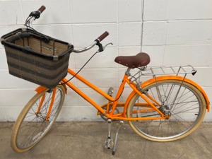 lot 105 image: BROOKLYN BICYCLE CO. Willow Orange Bike wBasket