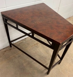 lot 109 image: Hammered Metal Triangle Side Table