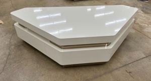 lot 12 image: Postmodern Porcelain White Coffee Table w Platinum Accents