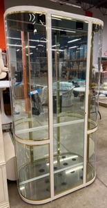 lot 113 image: Post Modern Hutch Curved Glass Fronts and Glass Shelves