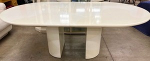 lot 19 image: Post Modern Creamy Calico Dining Table - Karl Springer - Please Read