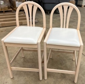 lot 115 image: 2 Modern LOWENSTEIN Bar Stools Blonde Laminated wCreamy Seats