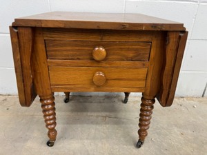 lot 117 image: Vintage Wood Drop Leaf End Table Sides