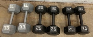 lot 127 image: 3 Sets of Heavy Hexagon Weights