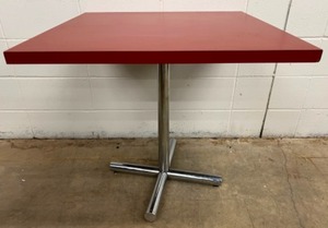lot 143 image: Square Cafe Laminated Table wChrome Base