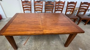 lot 30 image: Large Wood Dining Table w6 Matching Chairs