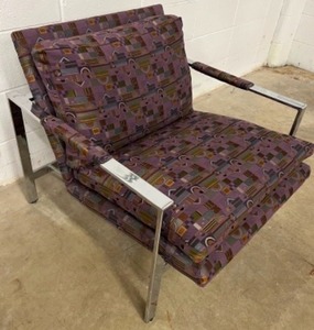 lot 2 image: Modern Art Deco Geometric Milo Baughman Style Chair