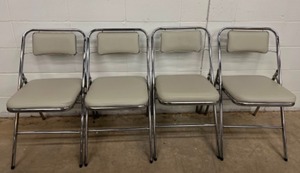 lot 148 image: 4 Chrome Folding Chairs wPadded Cushions