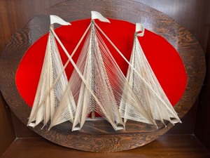 lot 150 image: Vintage Ship String Art on Wood Wall Decor