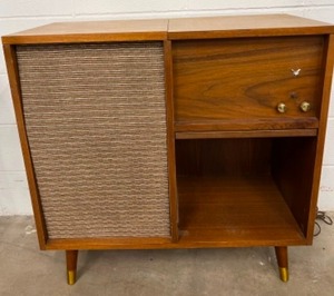 lot 155 image: VM Record Player in MCM Cabinet