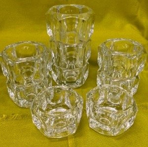 lot 9 image: 5 Vintage Bohemian Czech Crystal Votive Candle Holders